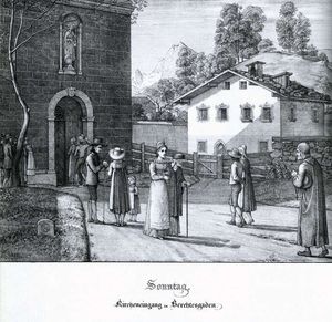 Sunday: Entrance to the Church at Berchtesgaden