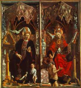 retablo de los padres de la iglesia : san agustín y san Gregory