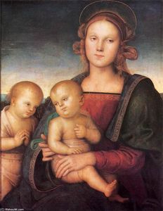 madonna com criança e o `infant` primeiro joão
