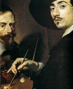 Self-Portrait with a Portrait on an Easel (detail)