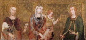 madonna y niño entre st Stephen y san Ladislao