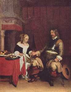 Man Offering a Woman Coins
