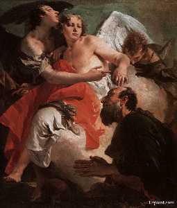Abrahán rezando  ante  el  tres  Los ángeles