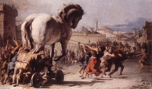 Die Prozession des Trojan Horse in Troy
