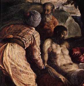 jésus christ porté  à  au  tombe  détail