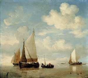 穏やかな - オランダ語 Smalschips と　 手漕ぎボート