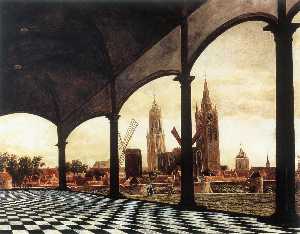 ein blick auf Delft durch eine imaginary loggia
