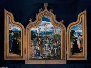 Triptych with Calvary and Patrons