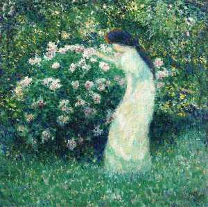 丽丽 管家 在 克劳德 Monet's 花园