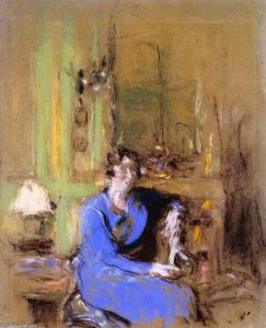 La signora Lucien Sauphar, seduto nel suo salotto