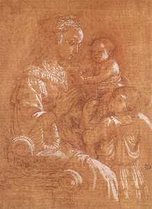 madonna mit dem kind und  zwei  engel