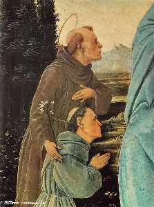 vierge à l'enfant , saint antoine de padoue et un frère ( détail )