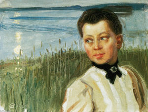 Mary Gallén on the Lakeshore at Lintula