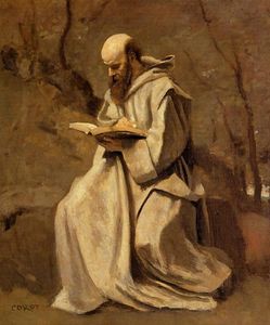 монах в  белые  сидящий  Прочитав