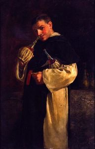 Monk Smelling a Bottle of Wine
