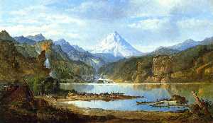 Mountain Landscape with Indians
