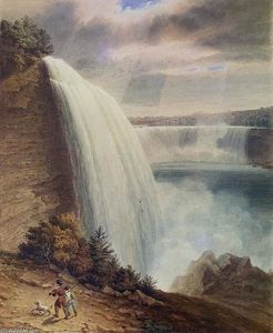 Niagara Falls: Ein Teil der American Falls vom Fuß der Treppe
