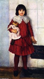 Olga, la hija del artista, con una muñeca