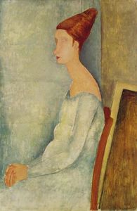 Ritratto di Jeanne Hébuterne seduti  contro  profilo