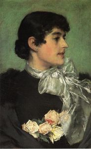 retrato de un mujer en a púrpura sombrero