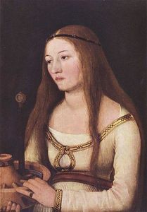 Porträt der Katharina Schwarz mit den Attributen ihrer Nahmensheiligen