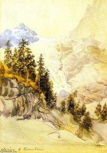 Preliminary watercolor sketch for 'The Glacier of Rosenlaut]