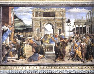 наказание корей и побивание камнями моисея и аарона ( сикстинская капелла , Ватикан )