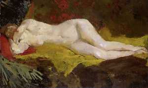 nu couché ( également connu sous le nom Anne , allongée nue sur une tissu jaune )