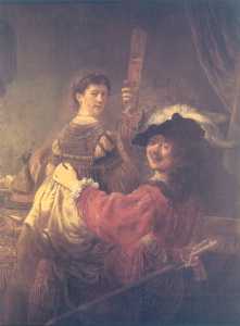rembrandt y saskia en el Escena el hijo pródigo en la taberna