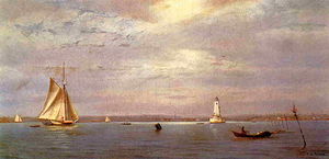 Robins Reef Lighthouse off Tomkinsville, New York Harbor