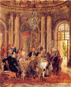 la mesa redonda de federico II LA a Sanssouci ( dibujo )