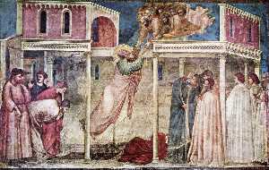 Scènes de la vie de saint jean l évangéliste : 3 . ascension de l évangéliste ( Peruzzi Chapelle , Père noël Croce , Florence )