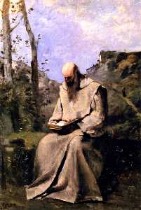 sentado monje Lectura