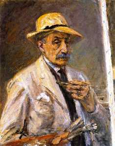 Self Portrait in Smock with Hat, Brush, and Palette