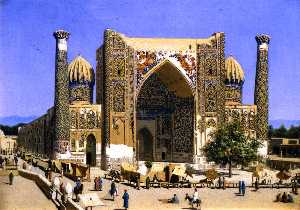 Sher-Dor Медресе на Регистан Площадь в Самарканд