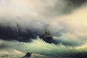 船舶 在 一个 风暴