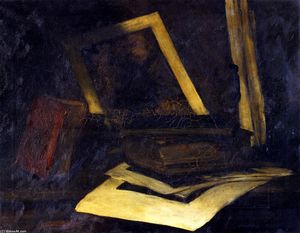 Still LIfe Etching and Book (also known as The Wind Mill Etching)
