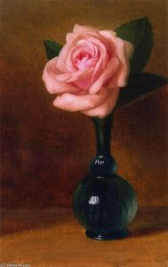 Still Life: Pink Rose in a Green Vase