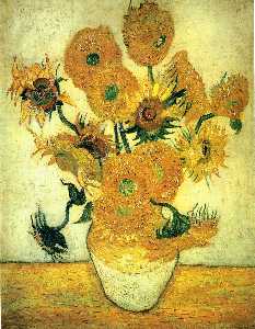 stillleben : vase mit vierzehn sonnenblumen