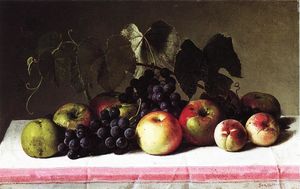 bodegón con Concordia  uvas  asícomo  manzanas