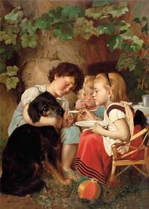 trois enfants alimentation chien