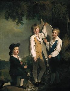 Tres niños de Richard Arkwright con una cometa