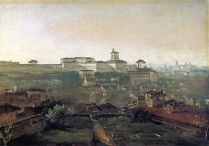 drei ansichten von rom von dem villa malta : Blick auf die Quirinale Hügel