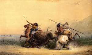 zwei indianer  tötung  Ein  büffel