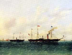 la u . S . Posta Battello a vapore Washington'' Battente Posta flag passaggio il ''Hermann'' via Governatori Island''