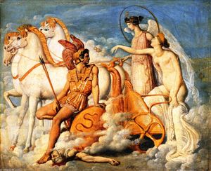 Venus, herido por Diomedes, devoluciones al Olimpo