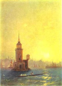 View of the Leander Tower in Constantinople.