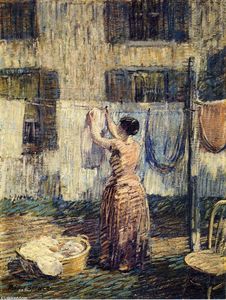 Woman Hanging Out Clothes