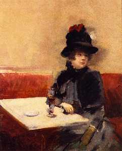 mujer en a café
