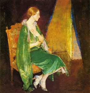 mujer en verde ( también conocido como retrato de señora . Follaje )